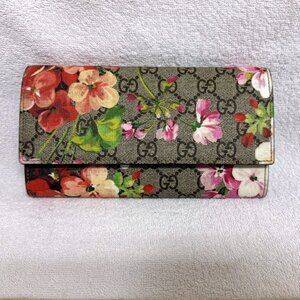 GUCCI GG Blooms Long Wallet Pink & Beige - PVC